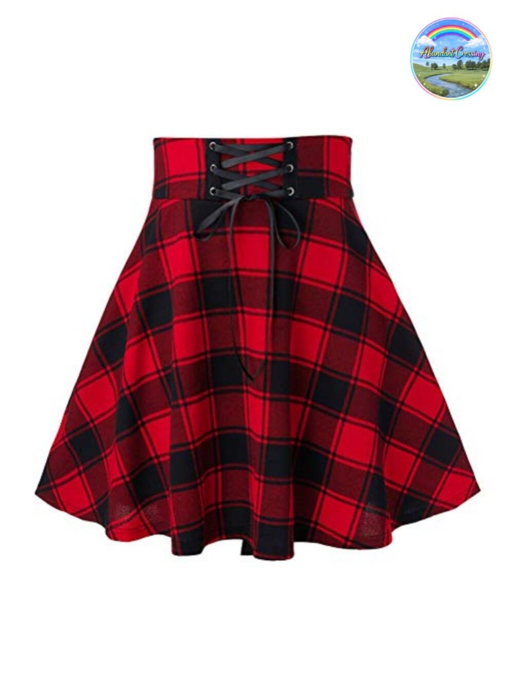 High Waist Lace Up Plaid Mini Skirt A-Line Pleated